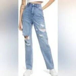 Vigoss Billie 90's High Rise Distressed Straight Leg Jeans 7/28